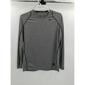 Nike Pro Mens Gray Long Sleeve Dri-Fit Fitted Shirt Large